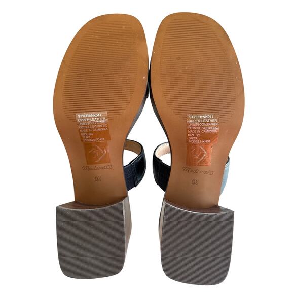 Madewell Saige Heeled Mules Slip On Size 9.5 Double Strap Black Leather NK041 - Picture 9 of 11